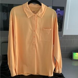 NWOT orange Aerie Take It Easy Popover Polo Sweatshirt